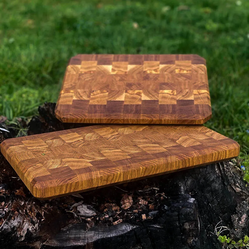 End-grain daska za sečenje, klot hrast