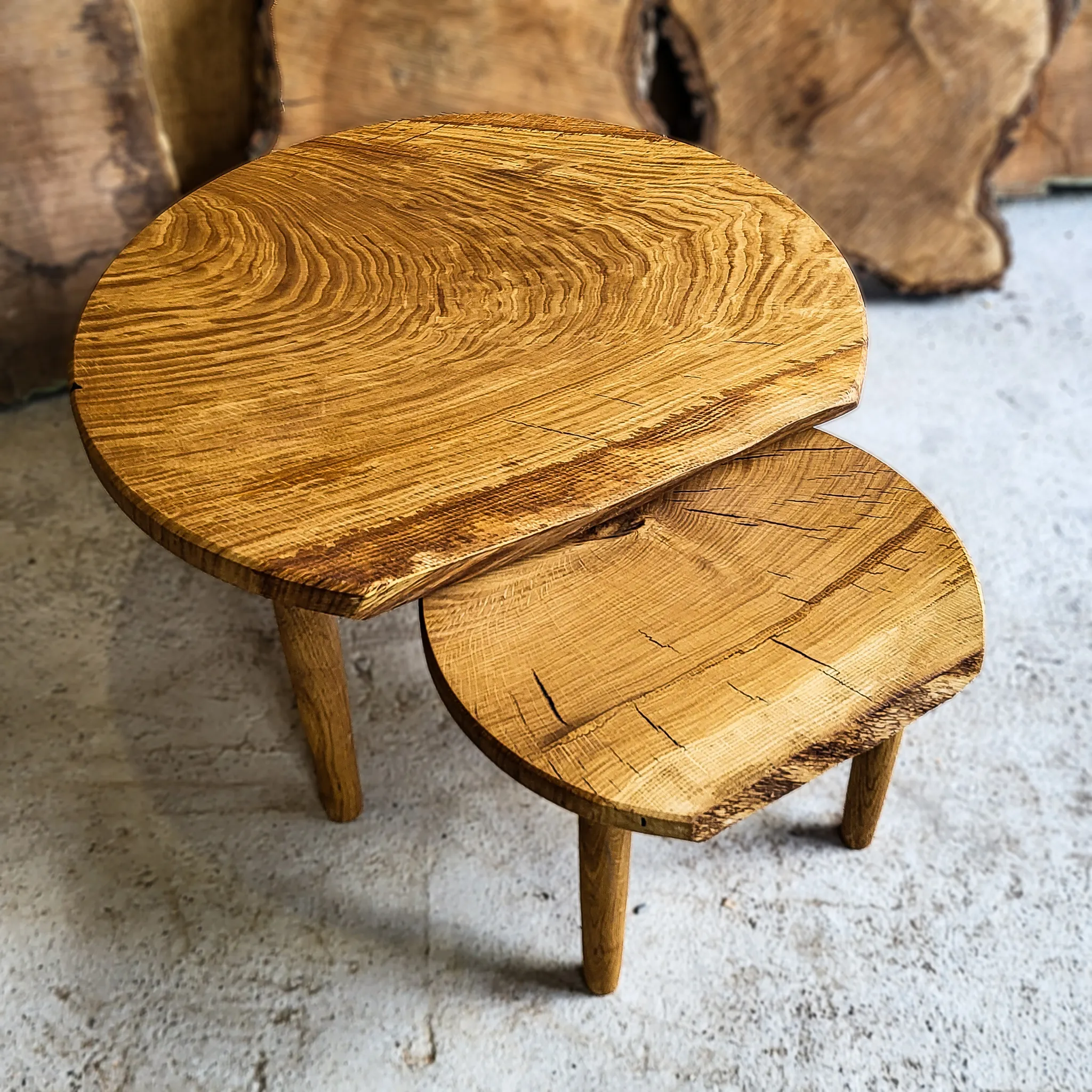 Hrast, end-grain (kosi), Ø 70 cm i Ø 40 cm 