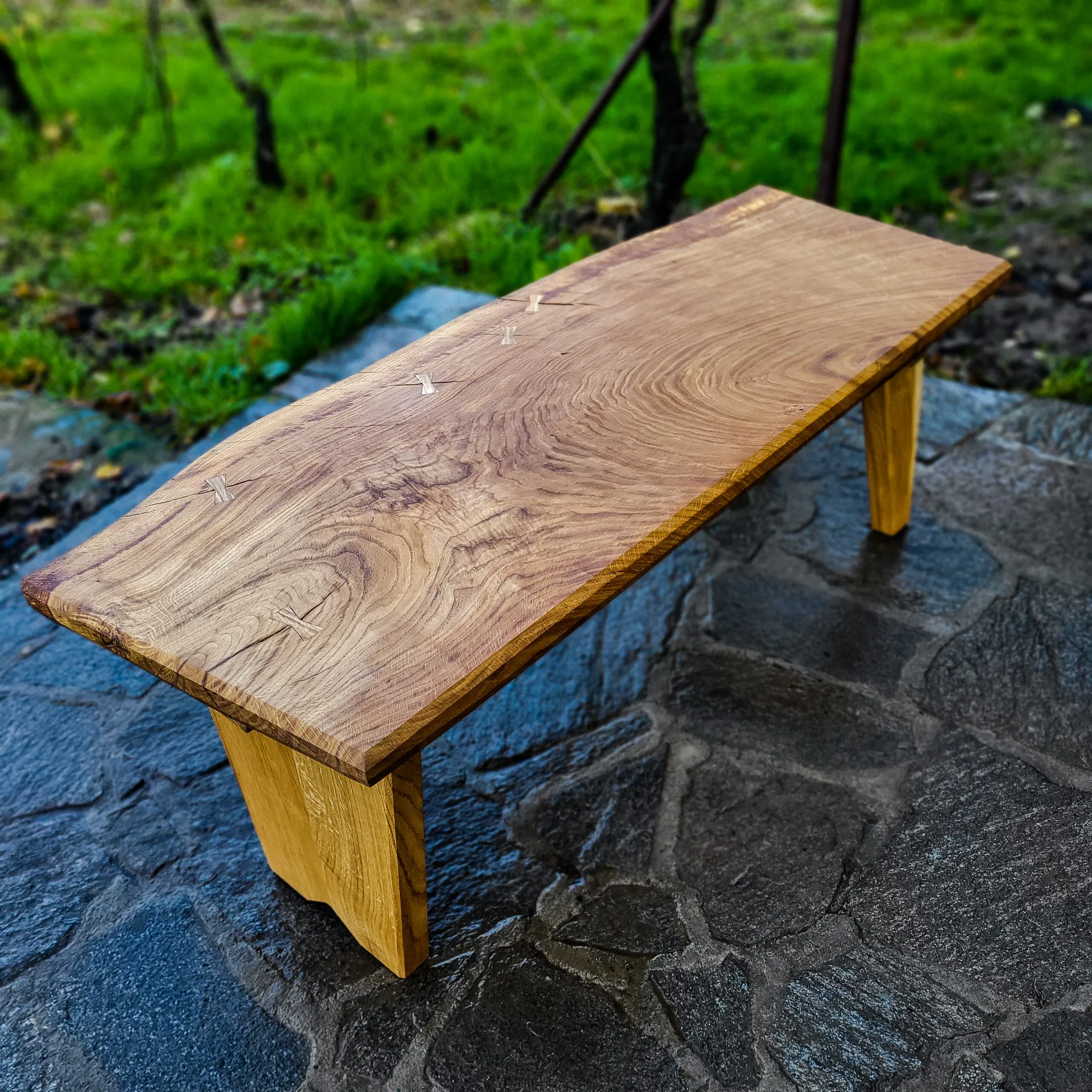 Klupa koso sečenog hrasta, 100 cm šrine