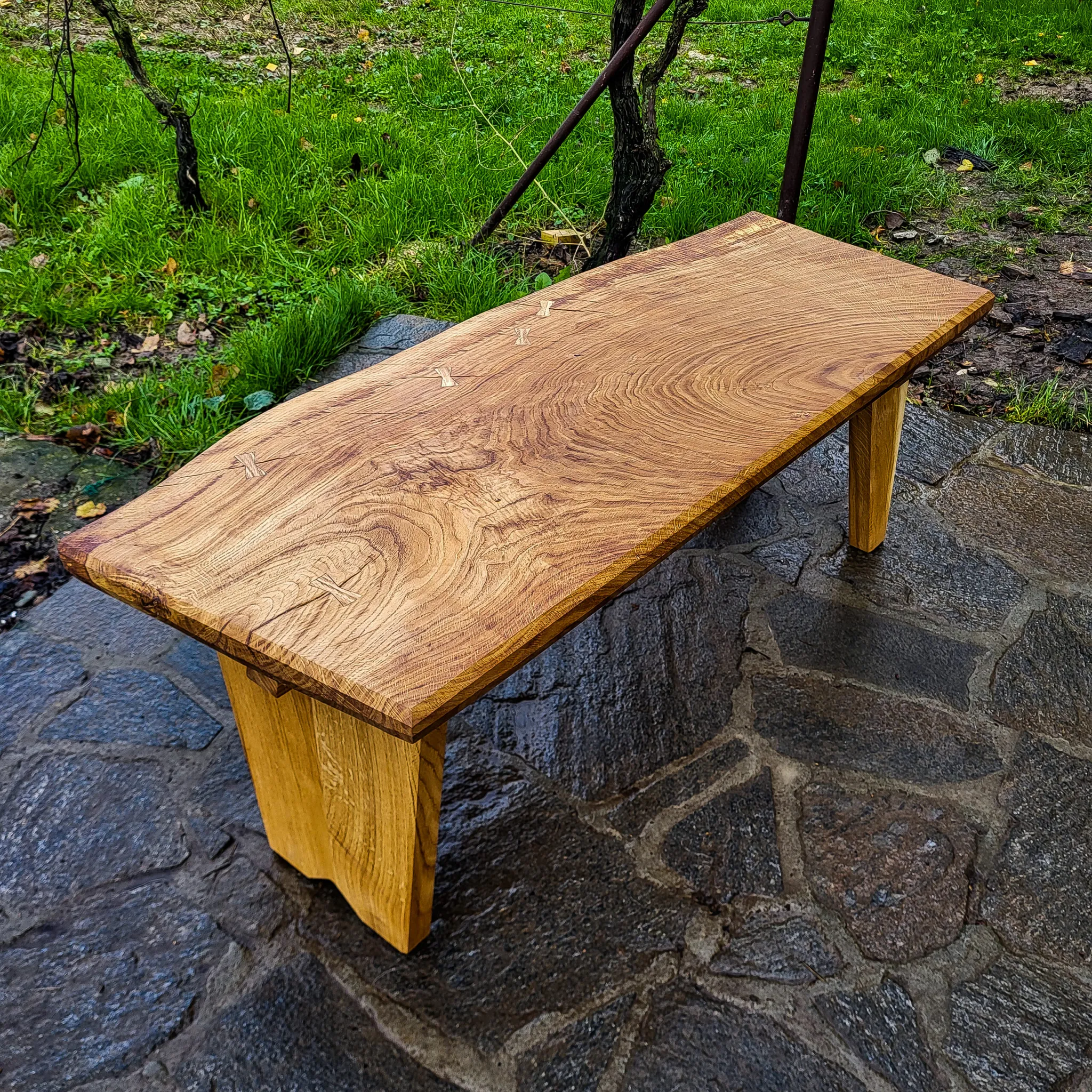 Klupa koso sečenog hrasta, 100 cm šrine