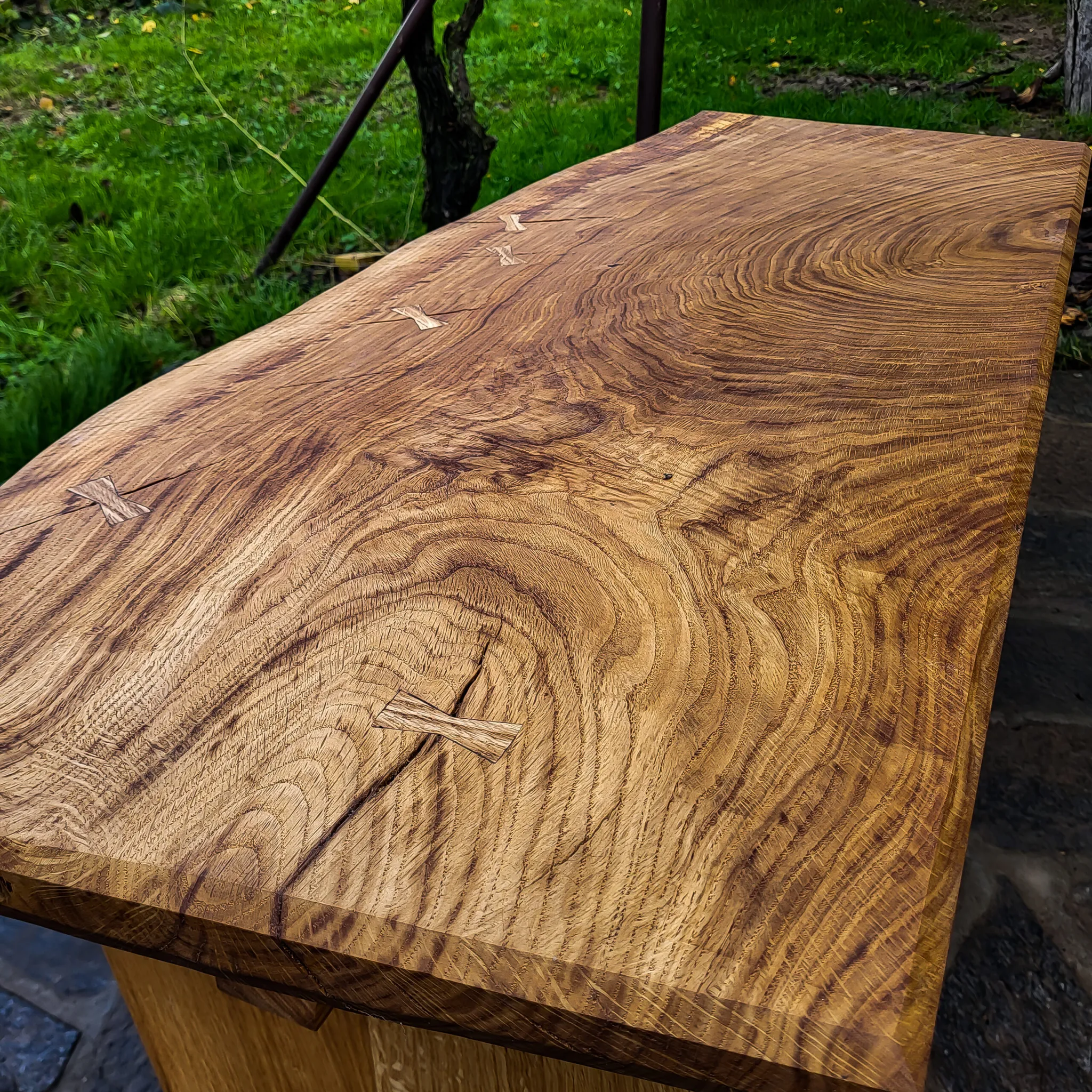 Klupa koso sečenog hrasta, 100 cm šrine