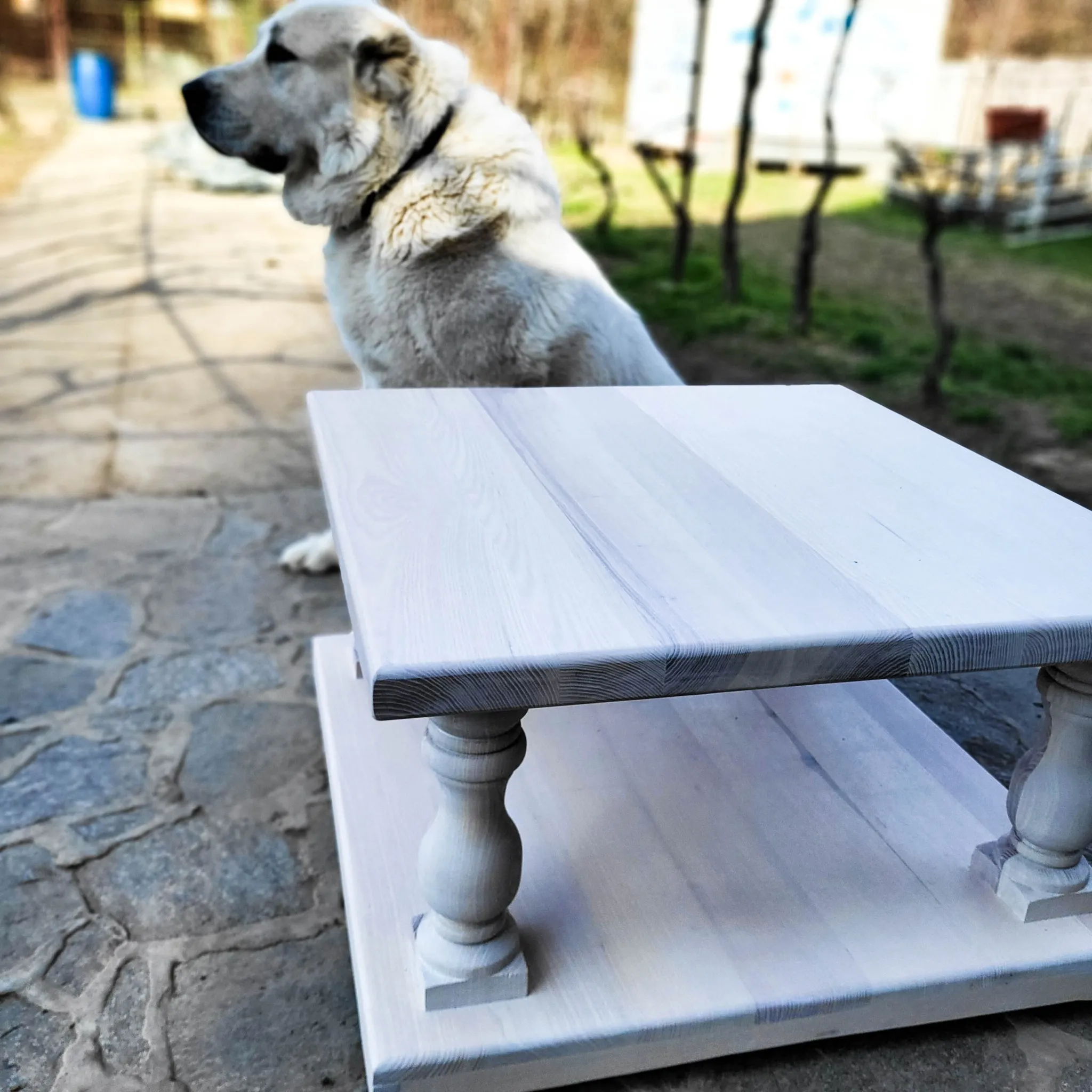 Balustradica, jasen, bajcovan i uljen u belo, 80 x 80 cm